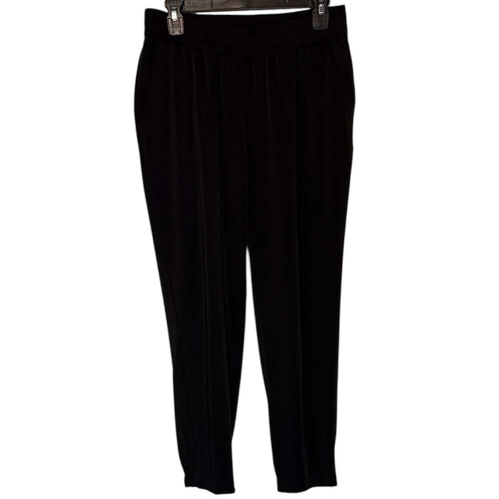 Black Cropped Ankle Soft Pants with Streamlined Silhouette